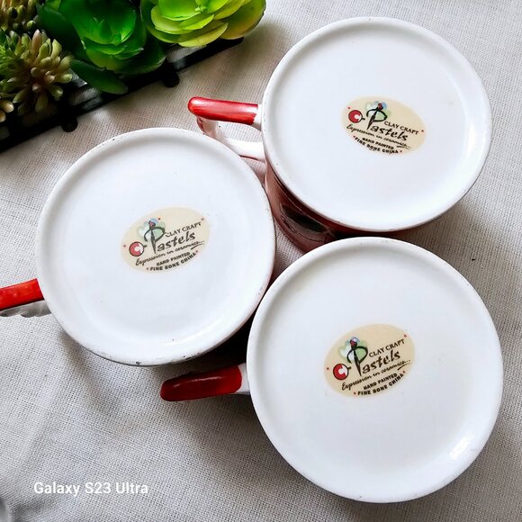 Set 3 - Clay Craft Pastels Floral bone china Espresso Tea Cup Small Orange Mug E - Picture 7 of 8